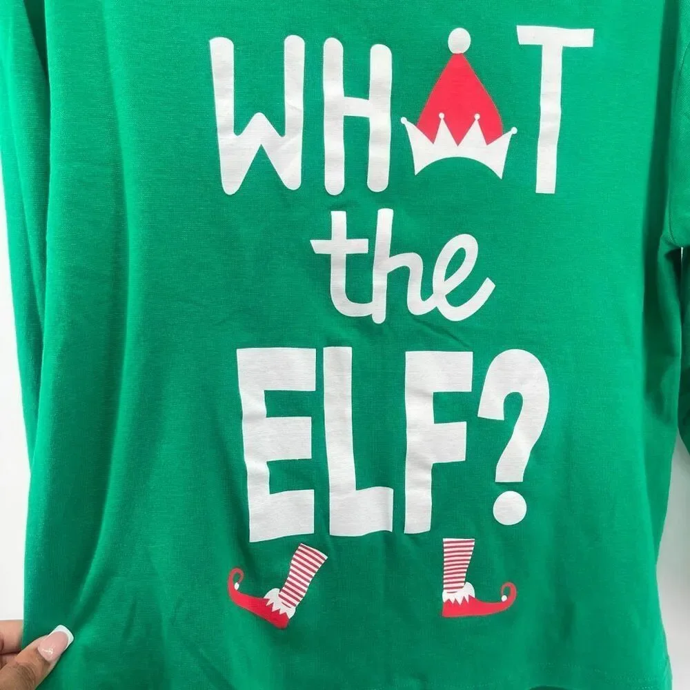 Family Feeling What The Elf Christmas Lounge Pajama Set Green Medium Cotton
